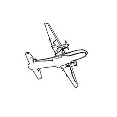 Airplane sketch with transparent background