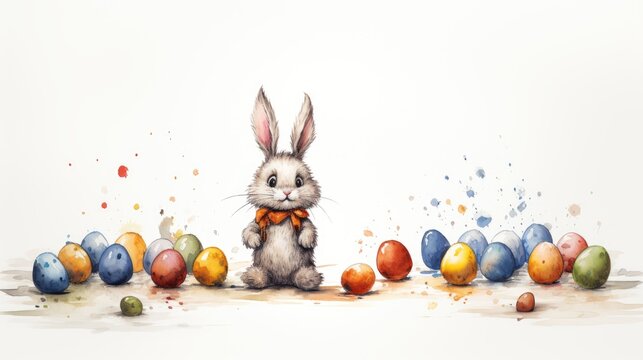 Easter Eggs Bunny Drawing Illustration