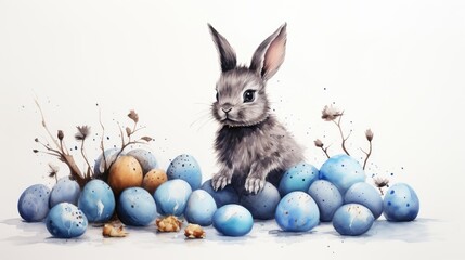 Fototapeta na wymiar Bunny Easter Eggs Illustration Marker Art