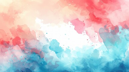 Obraz premium Abstract pastel watercolor background with vibrant pink, blue, and white hues blending into a dreamy gradient.