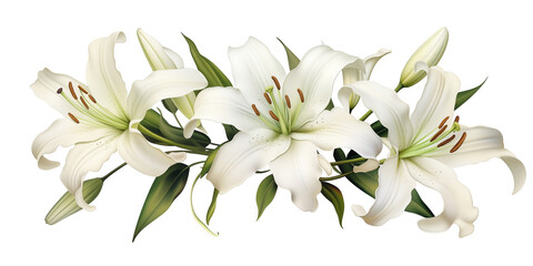 White lily on transparent background
