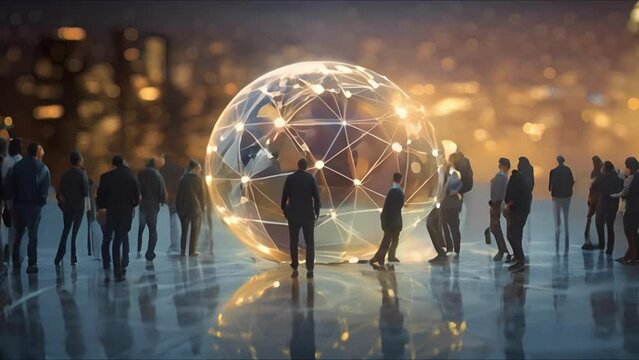Global world network and telecommunication. People connected on Earth. Communication technology for internet business concept.