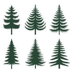 Pine tree silhouette set collection