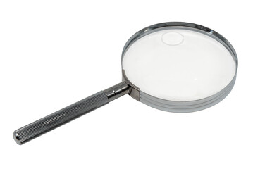 Magnifier. Magnifying glass with scratches and dust on the surface on a white background