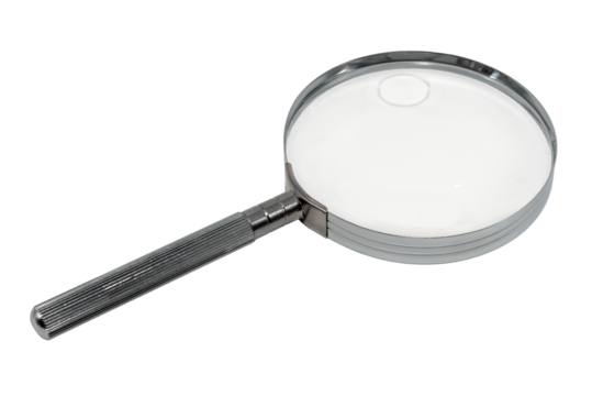 Magnifier. Magnifying glass with scratches and dust on the surface on a white background - Powered by Adobe