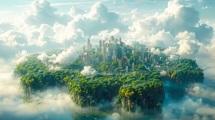 Path to Renewal: Future World in 2070, Serene Landscape, Technical world, Future Technology, Green World, Uplifting and Inspiring Visual Metaphors for Adobe Stock	