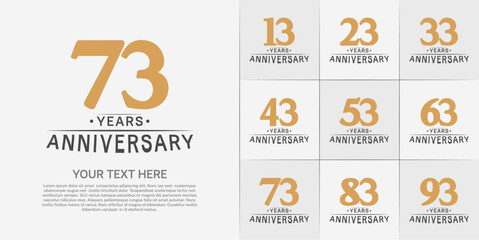 Set of Anniversary Logotype brown color can be use for special day celebration