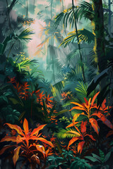 Teeming with Life Vibrant Tropical Rainforest Scene