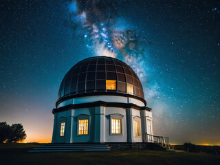 Astronomical Observatory under the stars.Milky way at night