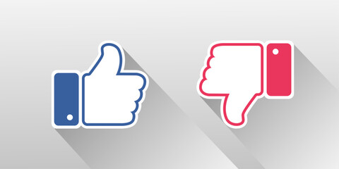Vector thumb up and thumb down icon that shows the feeling of likes or dislikes on facebook