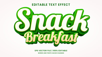 Snack breakfast 3d editable text effect - obrazy, fototapety, plakaty