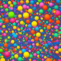 Abstract composition with many colorful random flying spheres isolated on transparent background. Colorful rainbow matte soft balls in different sizes.