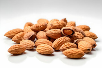 Almond nuts isolated on white background