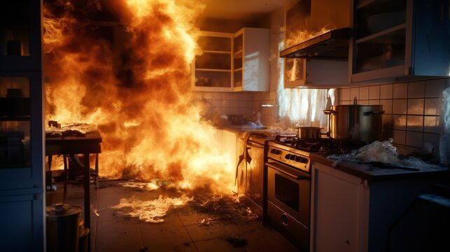 teps should be taken during a kitchen fire to ensure safety