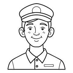 A smiling postman Continuous line art drawing