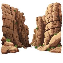 A Deep Canyon With Rocky Walls.. Isolated on a Transparent Background. Cutout PNG.