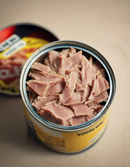 canned tuna, copy space for text

