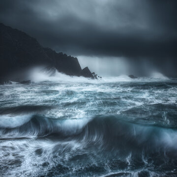 Rough seas and storm clouds, Atlantic Ocean, County Kerry, Ireland