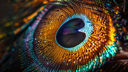 Dream-like, hallucinatory vision of 3D peacock feathers