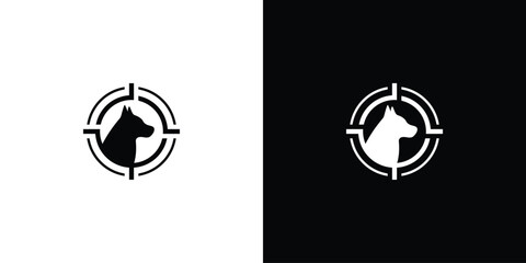 Creative Dog Target Logo. Bloodhound, Sniffer Dog with Minimalist Style. Pet Logo Icon Symbol Vector Design Template. - obrazy, fototapety, plakaty
