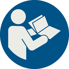OBLIGATION SIGN PICTOGRAM, REFER TO INSTRUCTION MANUAL/BOOKLET ISO 7010 – M002, SVG