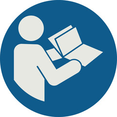 OBLIGATION SIGN PICTOGRAM, REFER TO INSTRUCTION MANUAL/BOOKLET ISO 7010 – M002, VECTOR