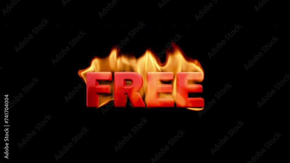 Fototapete FREE. Bright fiery text on a transparent background. Seamless looping flame animation with built-in alpha channel.