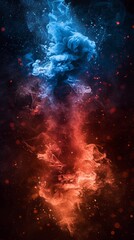 Blue and red smoke