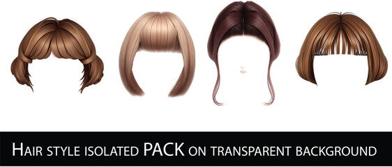 Fashionable women hairstyles , isolated on white, collage. Banner design
