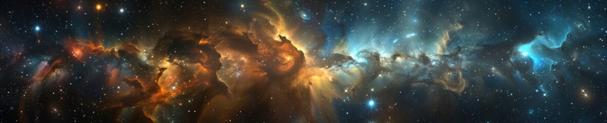 Obraz na płótnie Canvas Banner: Stunning cosmic nebula showcasing the beauty of outer space