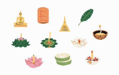 Loy Krathong Festival Vector Illustration