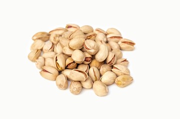 Closeup of Pistachio Nut Isolated on White Background with Copy Space, Healthy Eating Dried Fruit