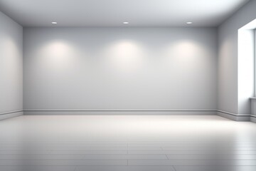 An empty room with a large window