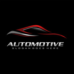 Automotive modern abstract car line logo design template vector illustration