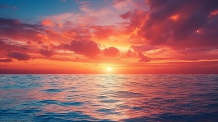 Naklejka na ściany i meble A Vivid Sunset Over the Ocean