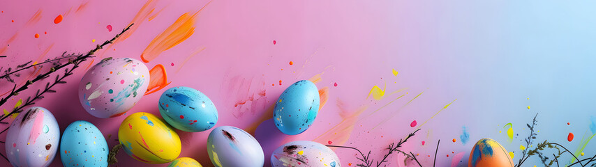 Painted Eggs on Pink Wall