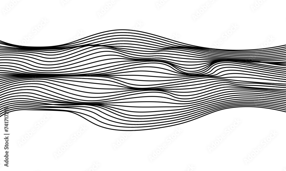 Poster glowing wavy flowing dynamic smooth curve and ocean lines isolated on transparent background. digita