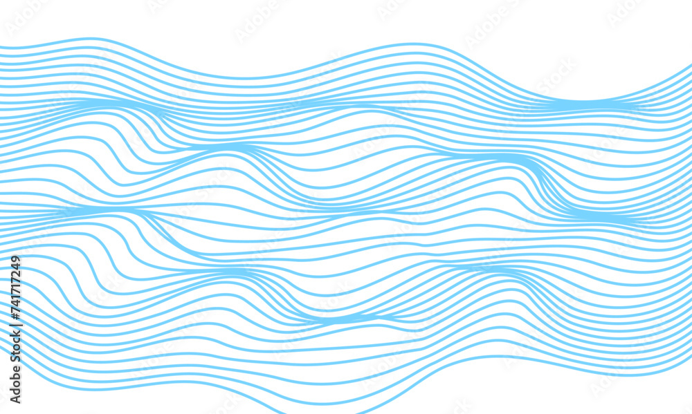 Poster glowing wavy flowing dynamic smooth curve and ocean lines isolated on transparent background. digita