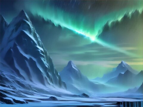 A comet and meteor shower illuminating the transition from underworld to mafia dominance set against the backdrop of an Ice Age aurora	
