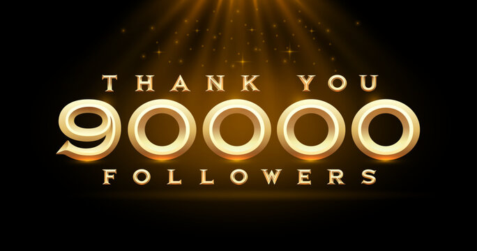 Thank you followers peoples, 90k online social group, happy banner celebrate, Vector illustration