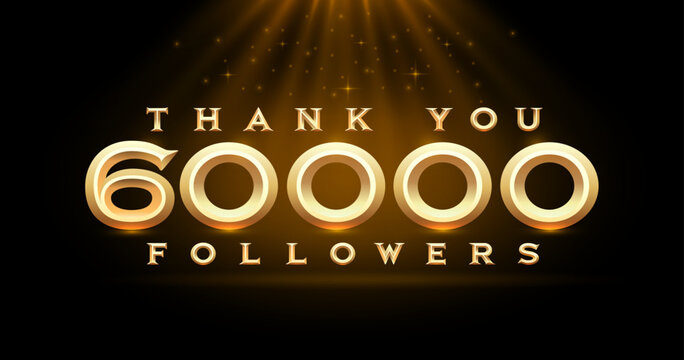 Thank you followers peoples, 60k online social group, happy banner celebrate, Vector illustration