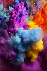 Fototapeta premium Colorful powder explosion on black background