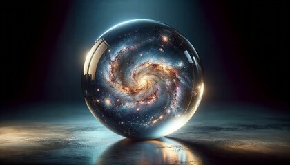 The galaxy inside the glass ball. Generative Ai.