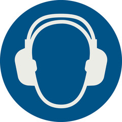 OBLIGATION SIGN PICTOGRAM, WEAR EAR PROTECTION ISO 7010 – M003, SVG
