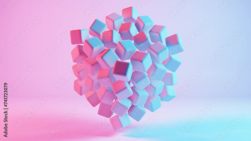 Poster 3D background composed of soft cubes, creating a visually appealing and tactile environment.