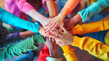Célébration Colorée: Main dans la Main pour une Harmonie de Teintes Vibrantes