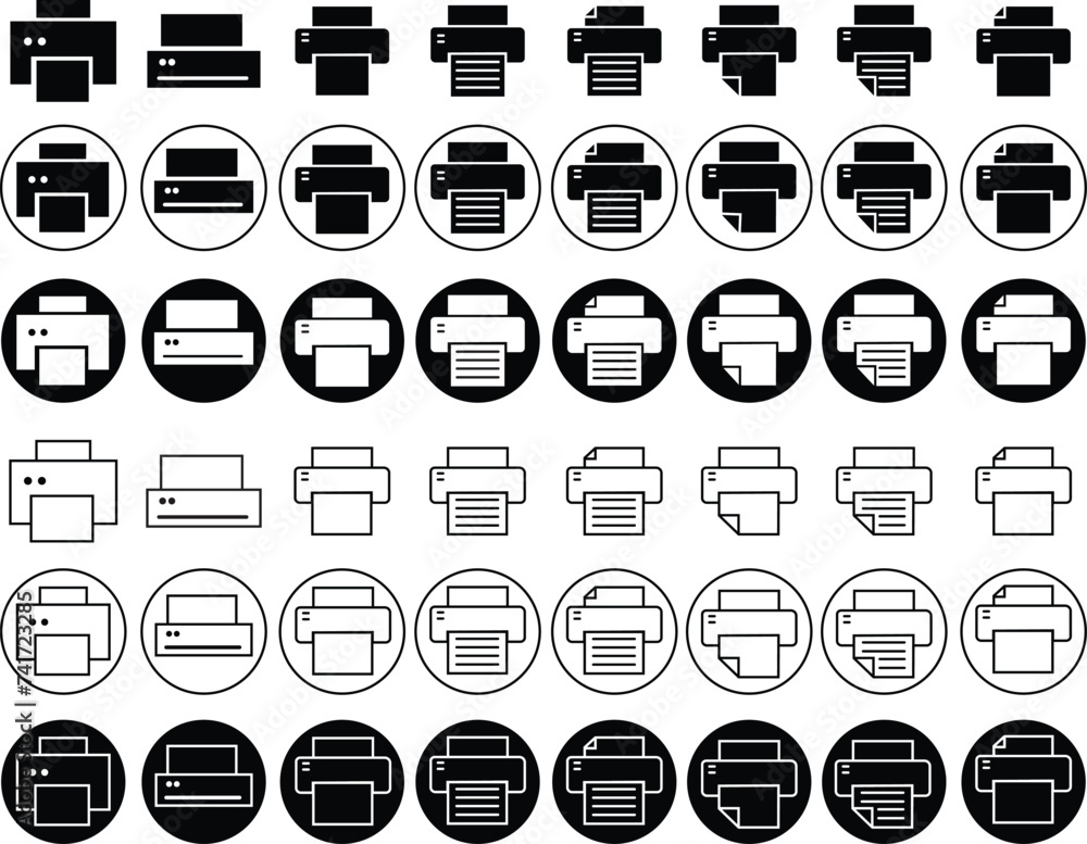 Poster set of printer icons in flat styles editable stock. document printing or fax symbols. vectors illust