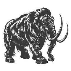 silhouette mammoth the ancient mythical prehistoric creatures black color only