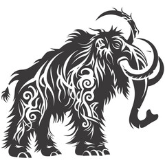 silhouette mammoth the ancient mythical prehistoric creatures black color only