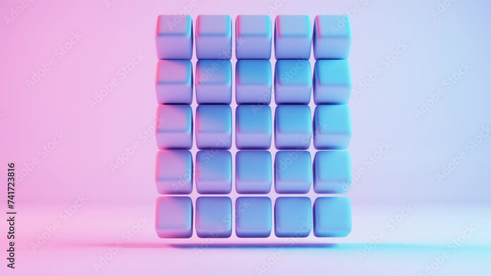 Poster 3D background composed of soft cubes, creating a visually appealing and tactile environment.